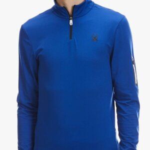 Spyder NWT Shirt Men's Mock Neck Long Sleeve Active Pro Web Blue Stretch Sz Lrg